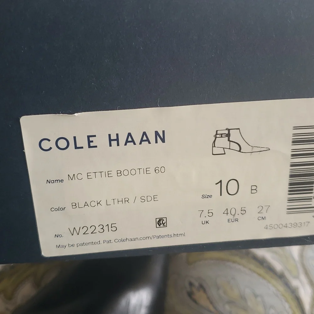 COLE HAAN Black Leather Ankle Dressy Booties Size 10